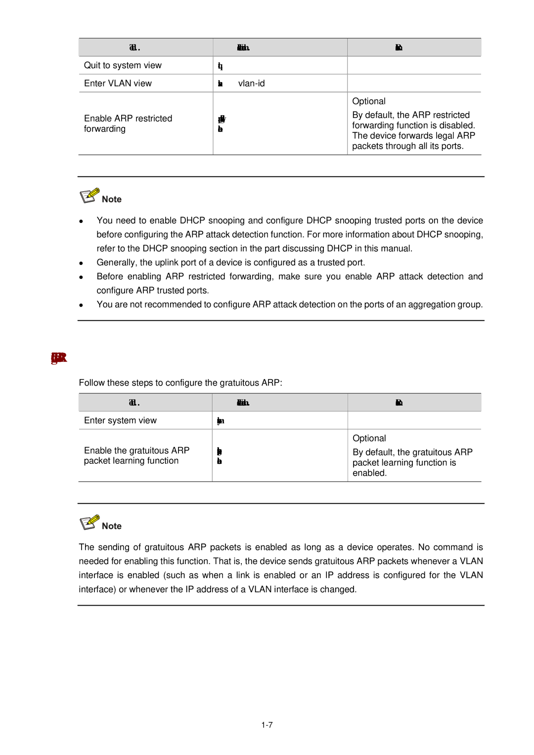 3Com WX3000 operation manual Configuring Gratuitous ARP, Arp restricted-forwarding, Gratuitous-arp-learning 