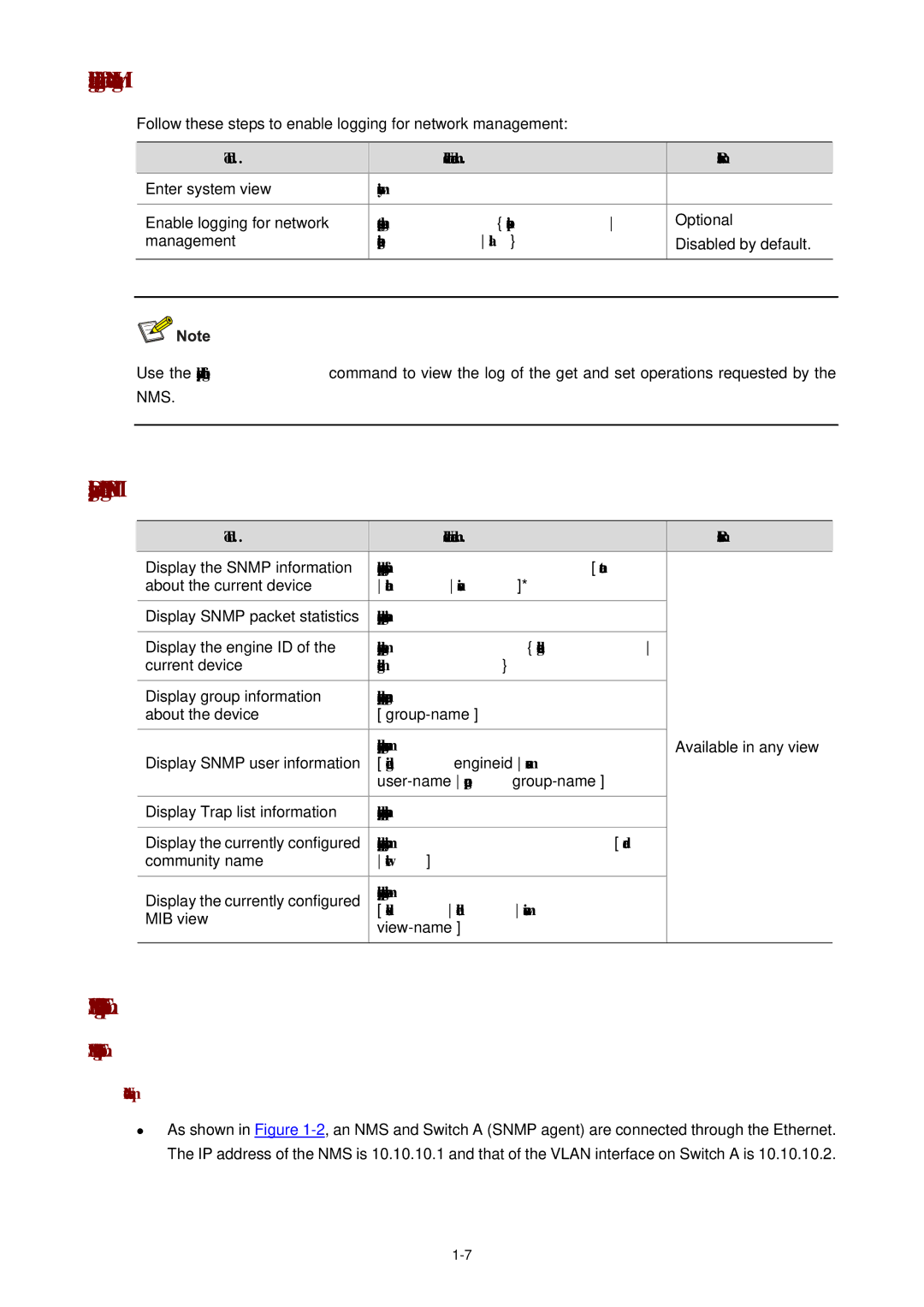 3Com WX3000 Enabling Logging for Network Management, Displaying and Maintaining Snmp, Snmp Configuration Examples 