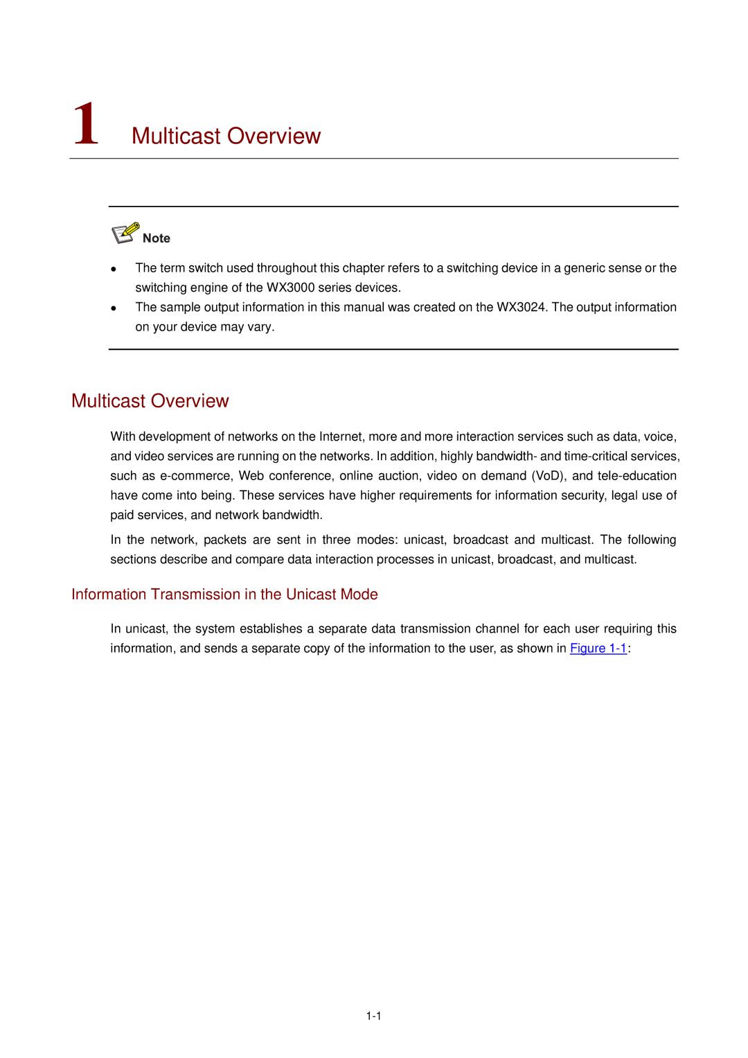 3Com WX3000 operation manual Multicast Overview, Information Transmission in the Unicast Mode 