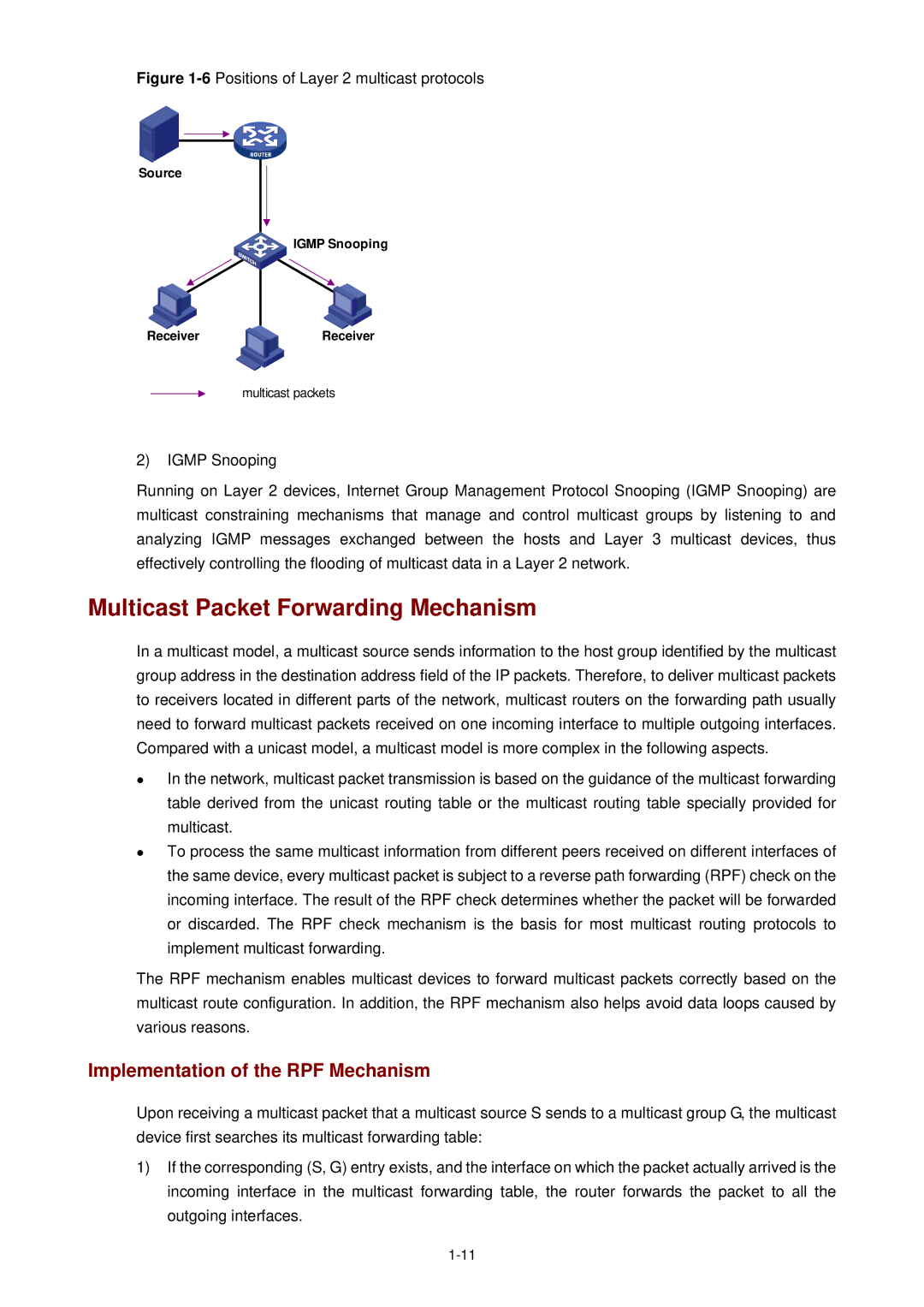 3Com WX3000 operation manual Multicast Packet Forwarding Mechanism, Implementation of the RPF Mechanism 