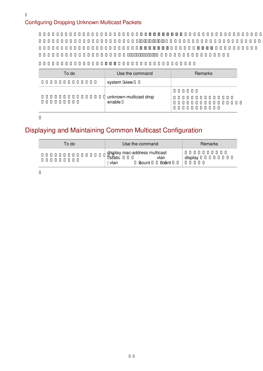 3Com WX3000 Displaying and Maintaining Common Multicast Configuration, Configuring Dropping Unknown Multicast Packets 