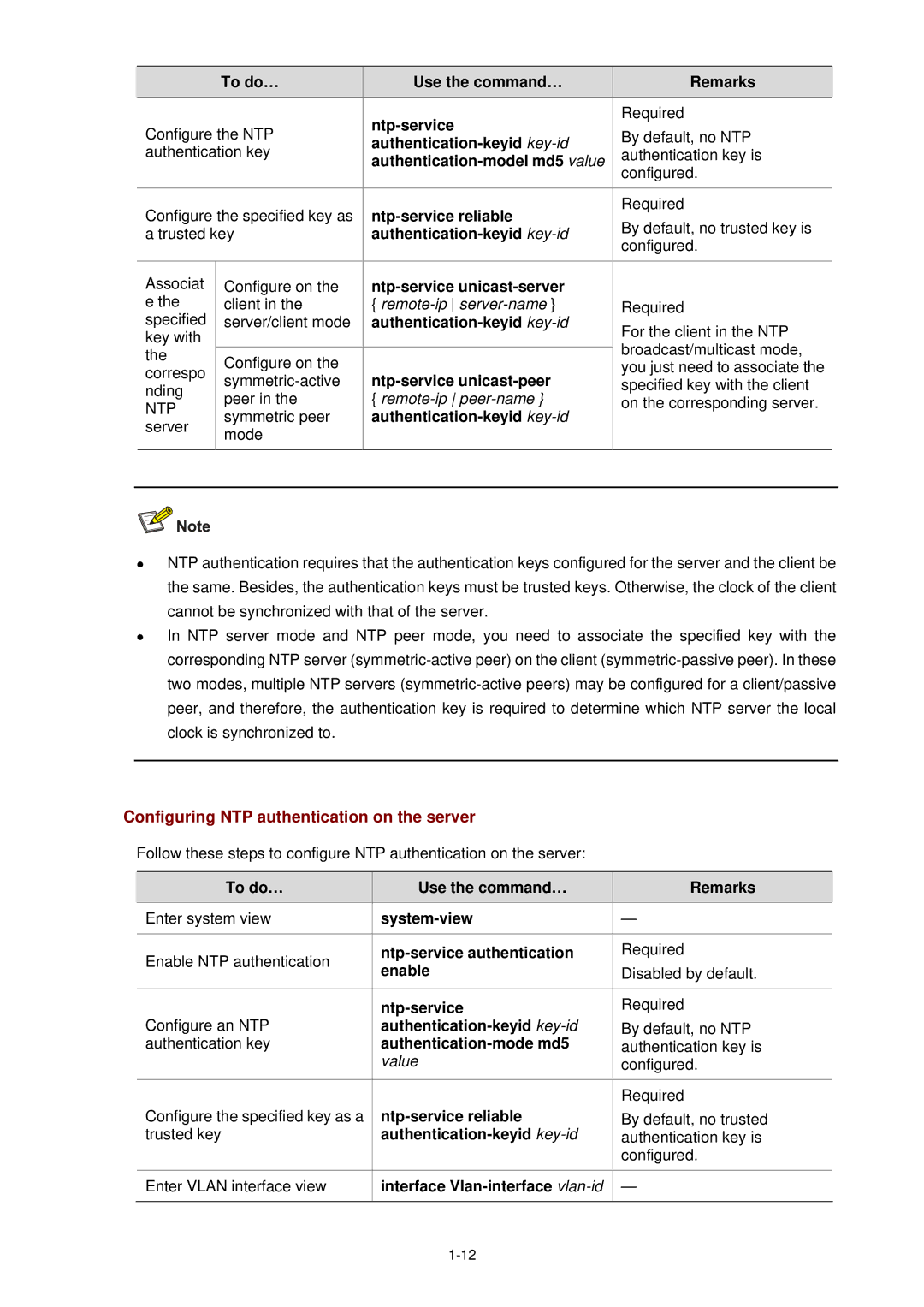 3Com WX3000 operation manual Configuring NTP authentication on the server 