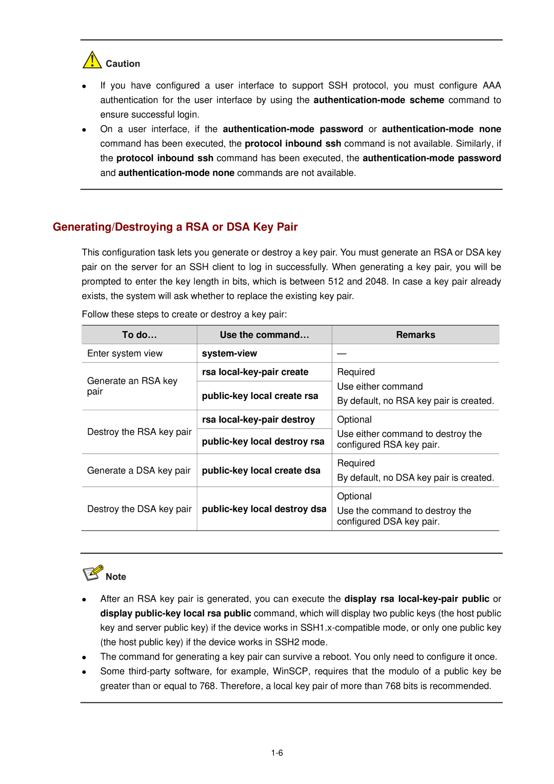 3Com WX3000 operation manual Generating/Destroying a RSA or DSA Key Pair 