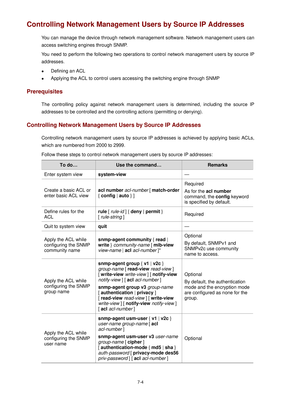 3Com WX3000 operation manual Controlling Network Management Users by Source IP Addresses 