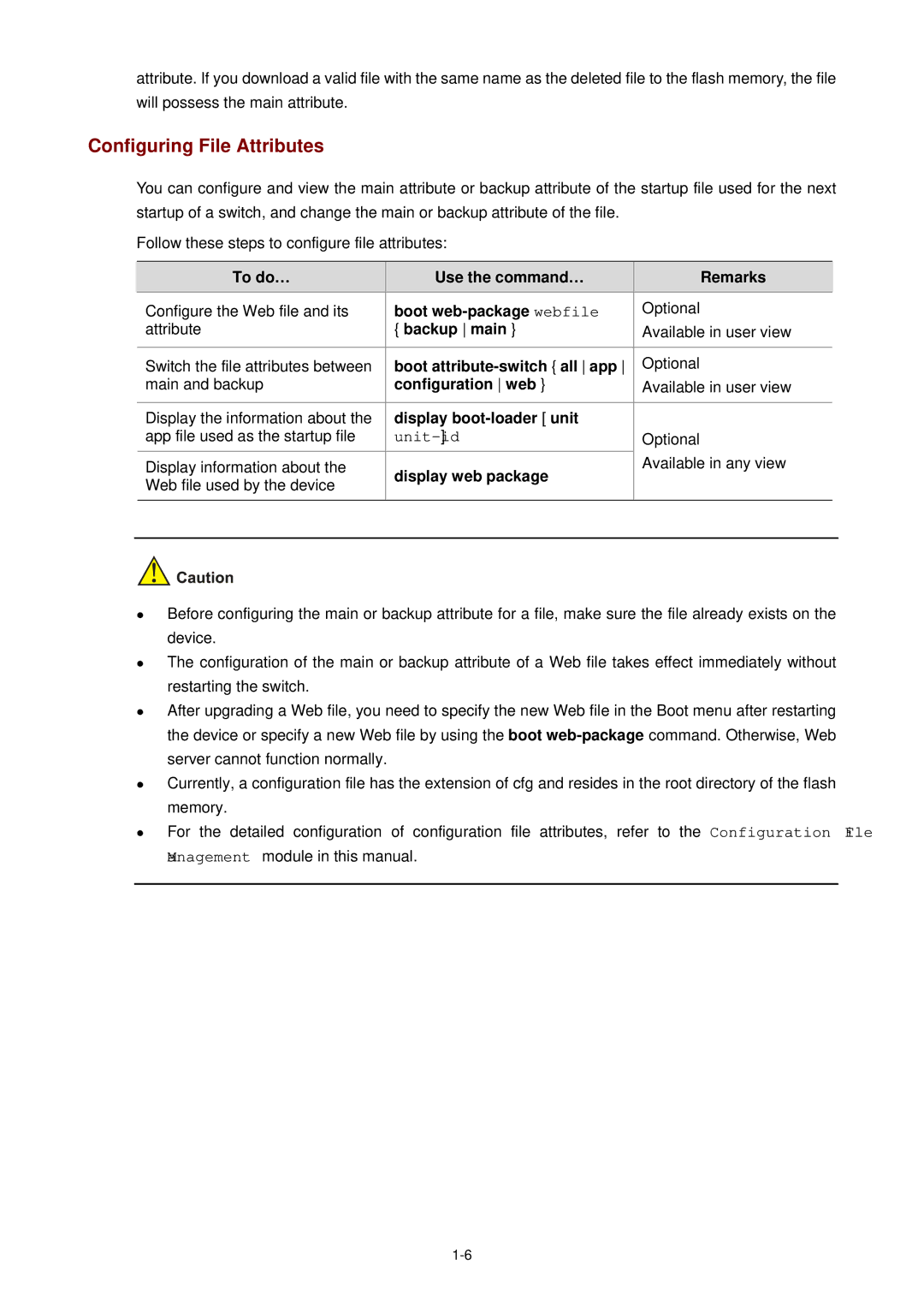 3Com WX3000 operation manual Configuring File Attributes 