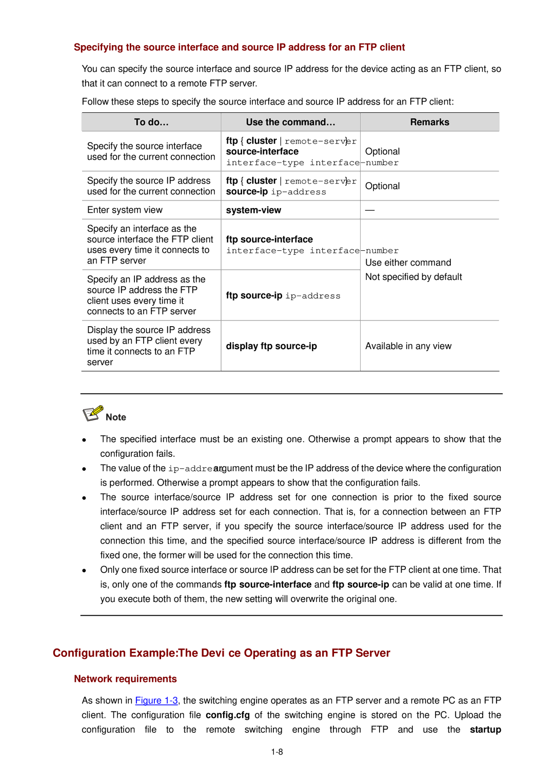 3Com WX3000 operation manual Configuration Example The Device Operating as an FTP Server 