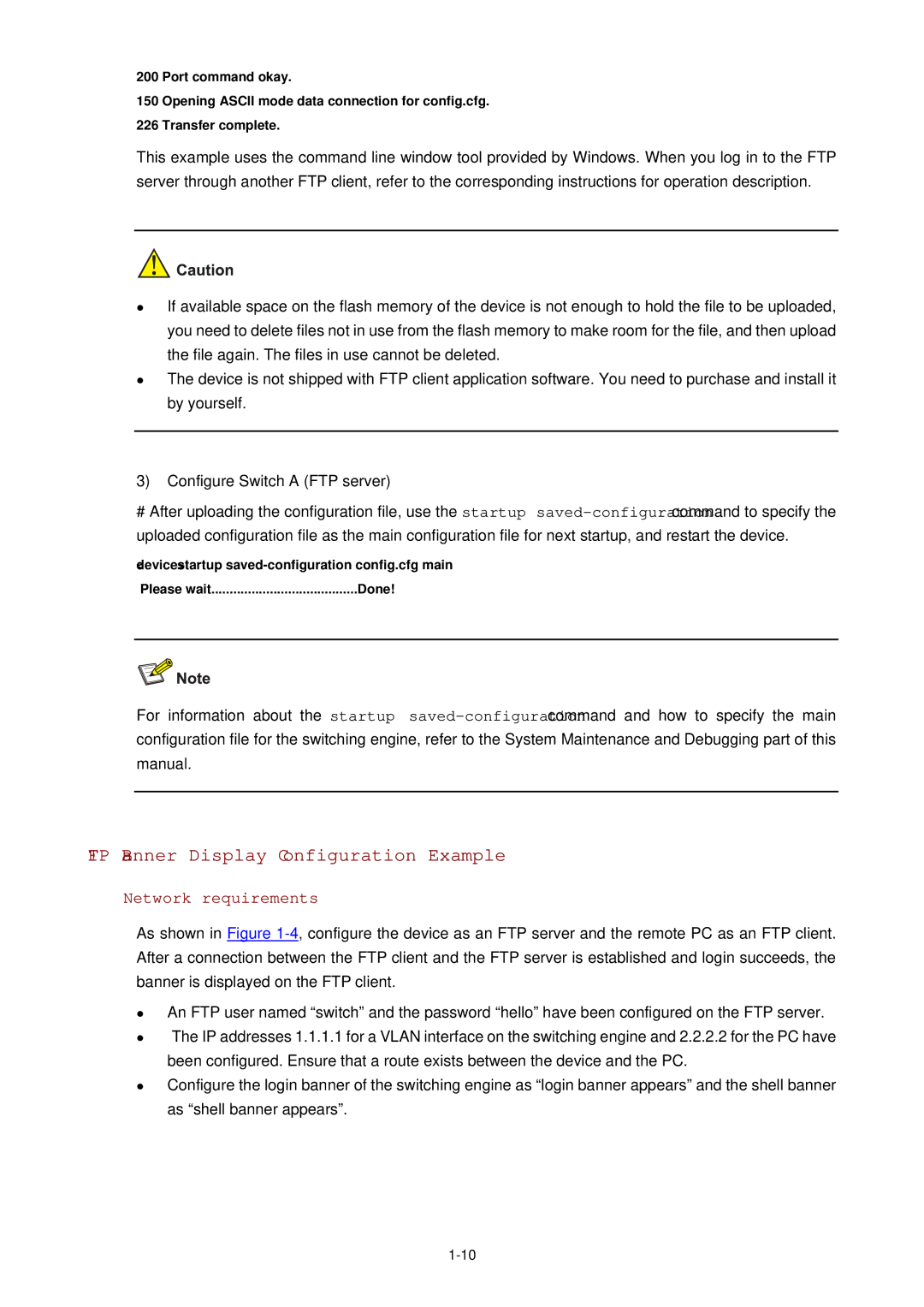 3Com WX3000 operation manual FTP Banner Display Configuration Example 