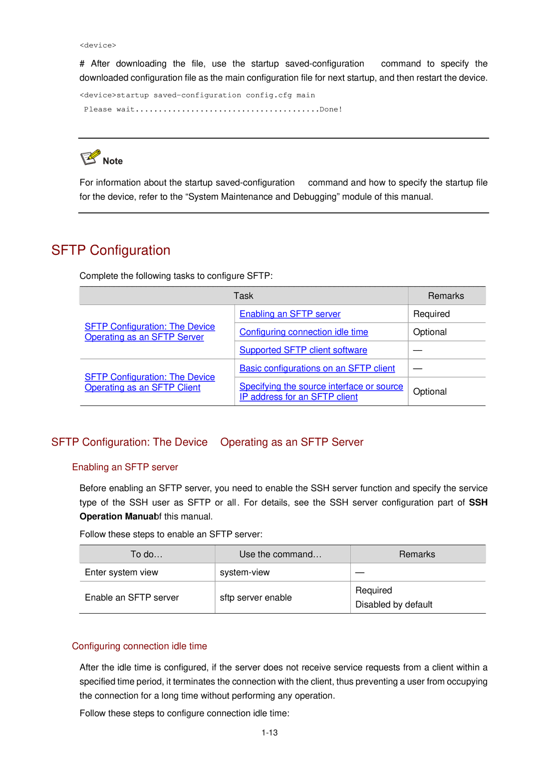 3Com WX3000 operation manual Sftp Configuration The Device Operating as an Sftp Server, Enabling an Sftp server 