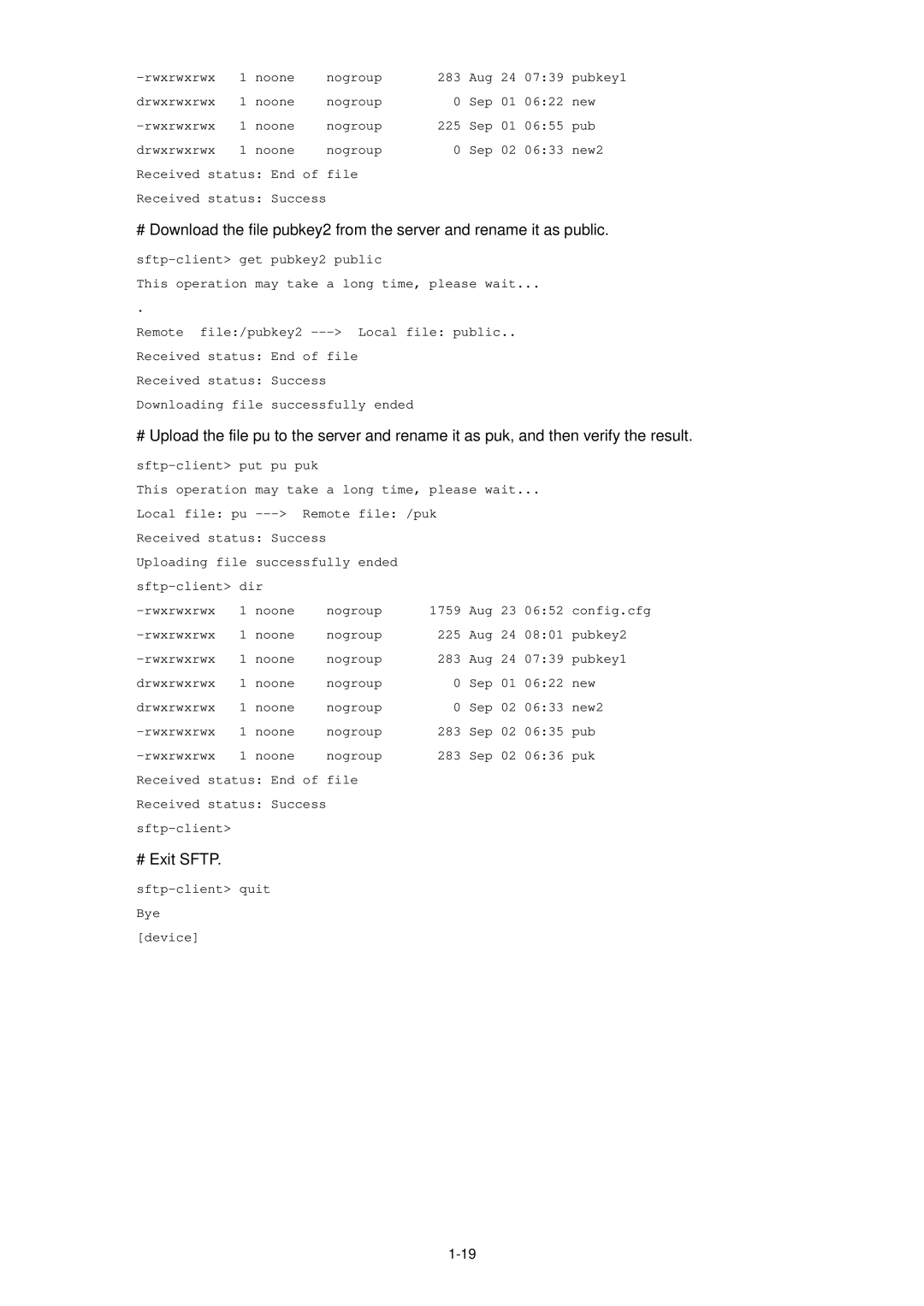 3Com WX3000 operation manual # Exit Sftp 