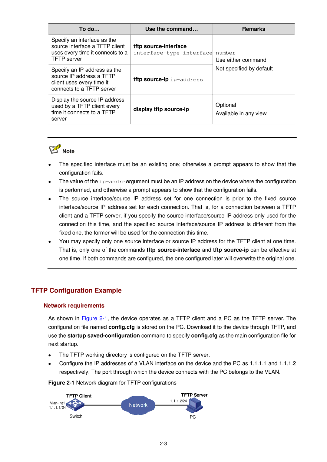 3Com WX3000 Tftp Configuration Example, Tftp source-interface, Tftp source-ip ip-address, Display tftp source-ip 