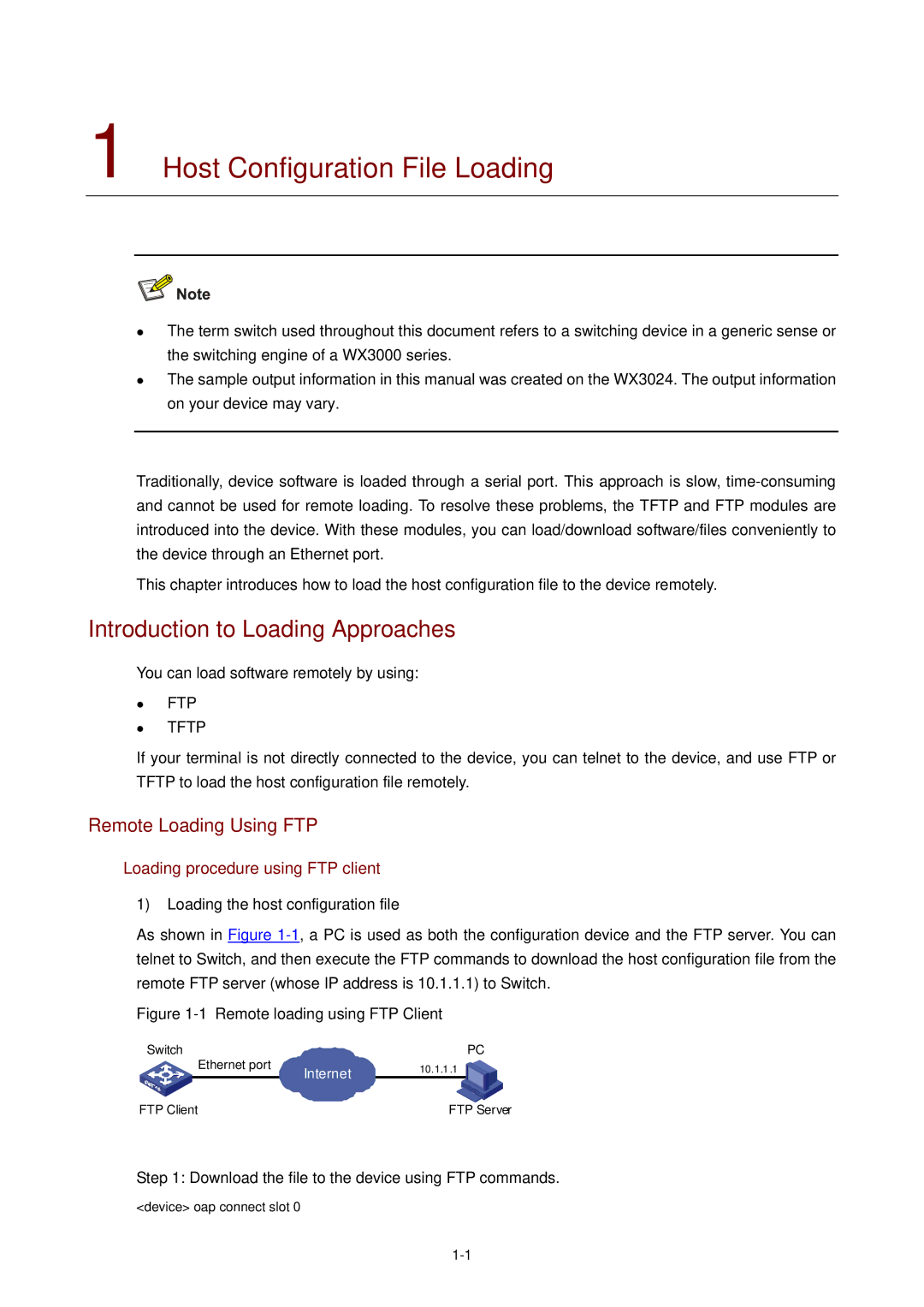 3Com WX3000 operation manual Host Configuration File Loading, Introduction to Loading Approaches, Remote Loading Using FTP 