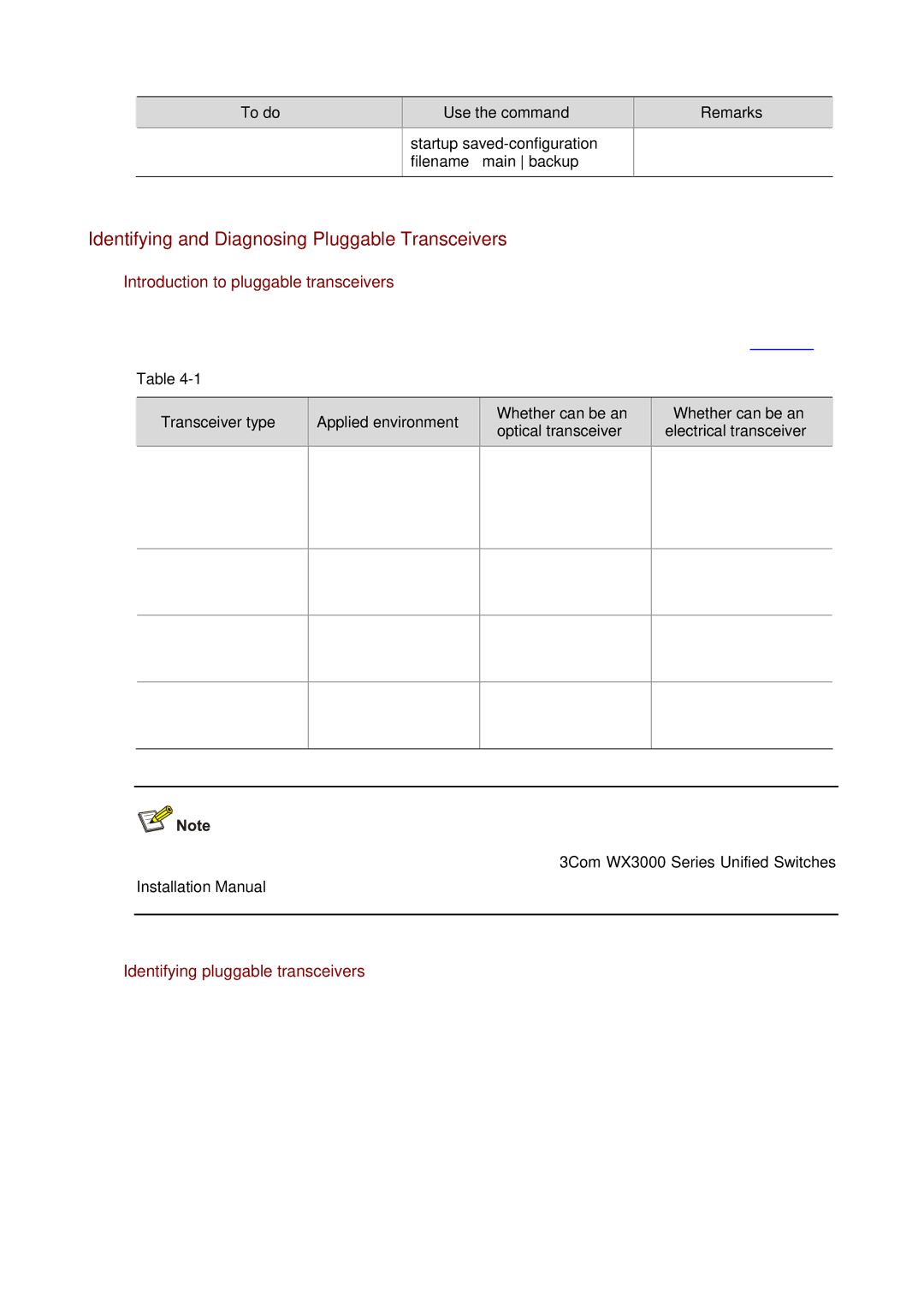 3Com WX3000 operation manual Identifying and Diagnosing Pluggable Transceivers, Introduction to pluggable transceivers 