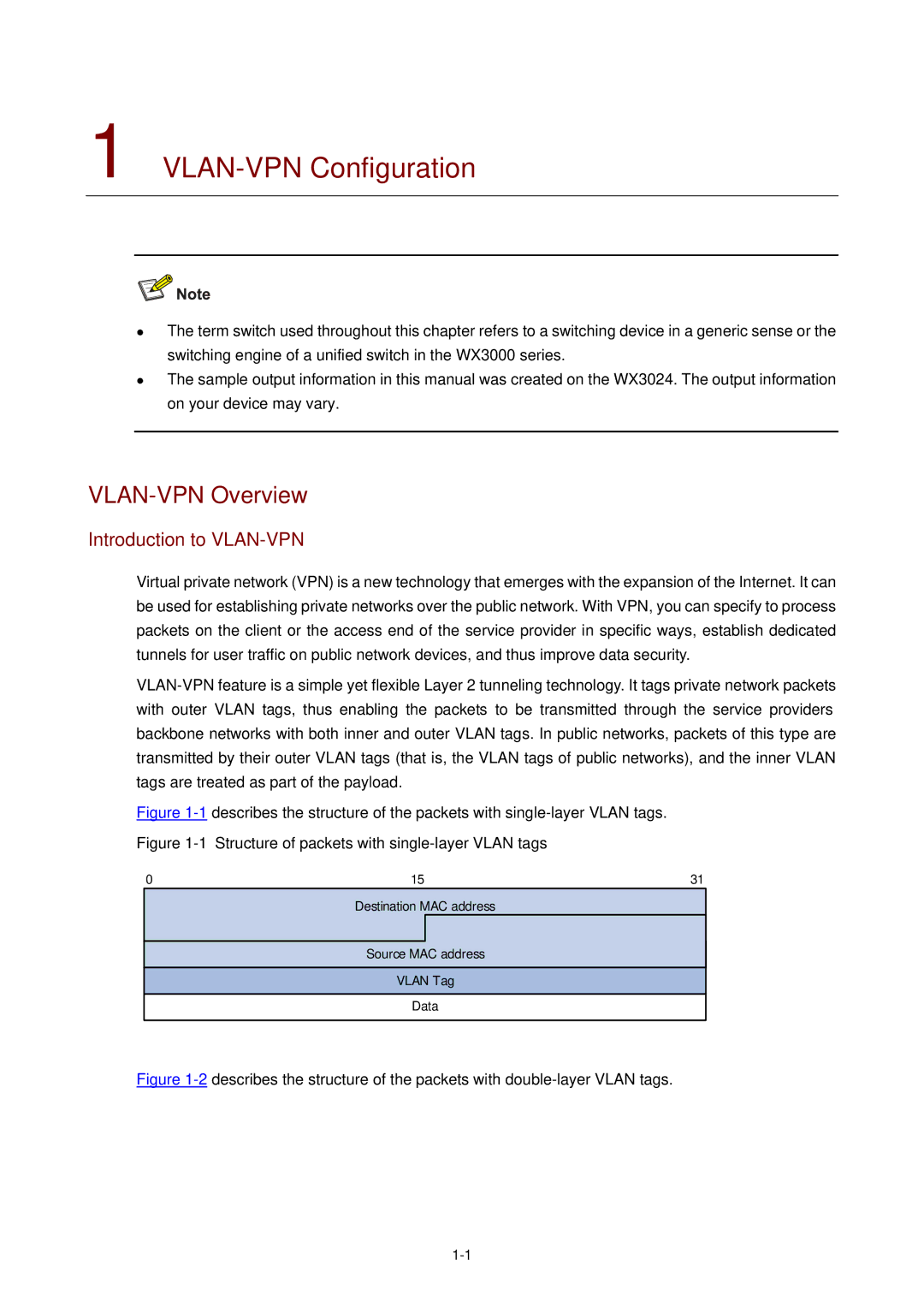 3Com WX3000 operation manual VLAN-VPN Configuration, VLAN-VPN Overview, Introduction to VLAN-VPN 