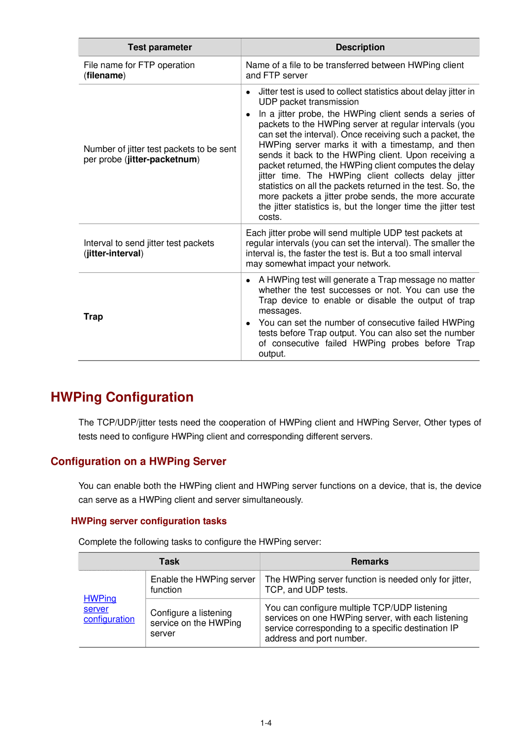 3Com WX3000 operation manual HWPing Configuration, Configuration on a HWPing Server, HWPing server configuration tasks 