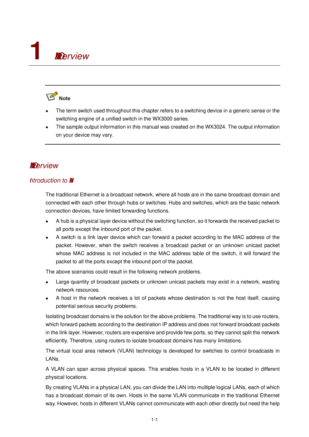 3Com WX3000 operation manual Vlan Overview, Introduction to Vlan 