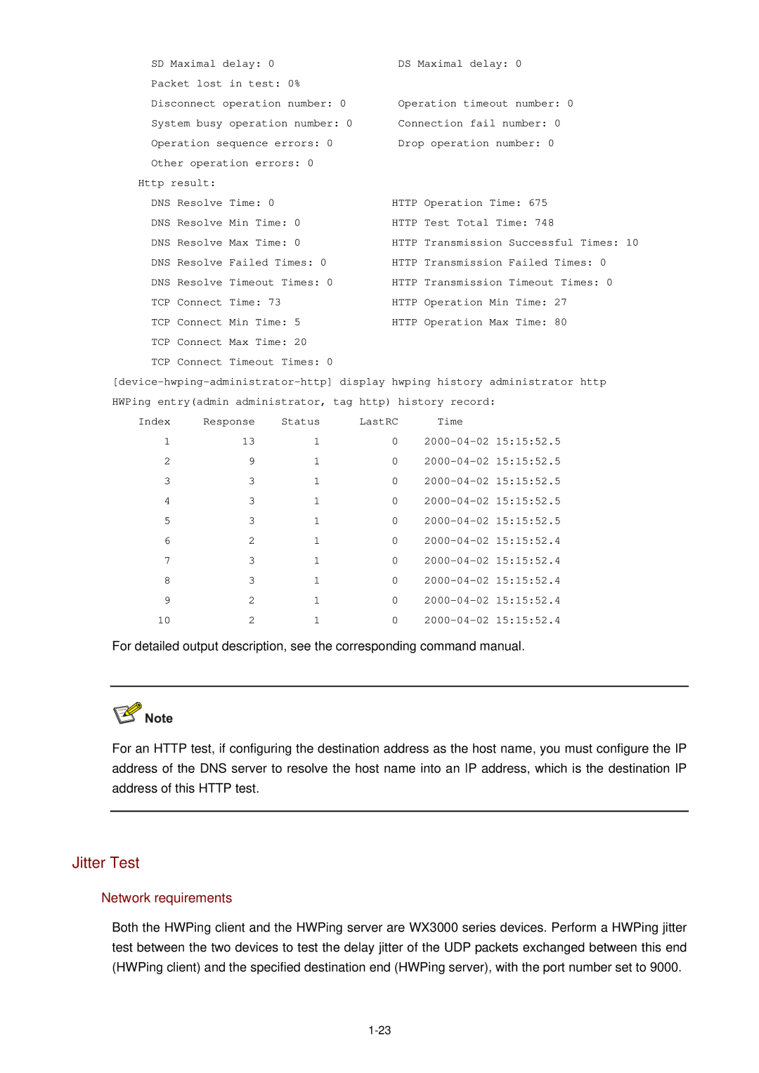 3Com WX3000 operation manual Jitter Test 