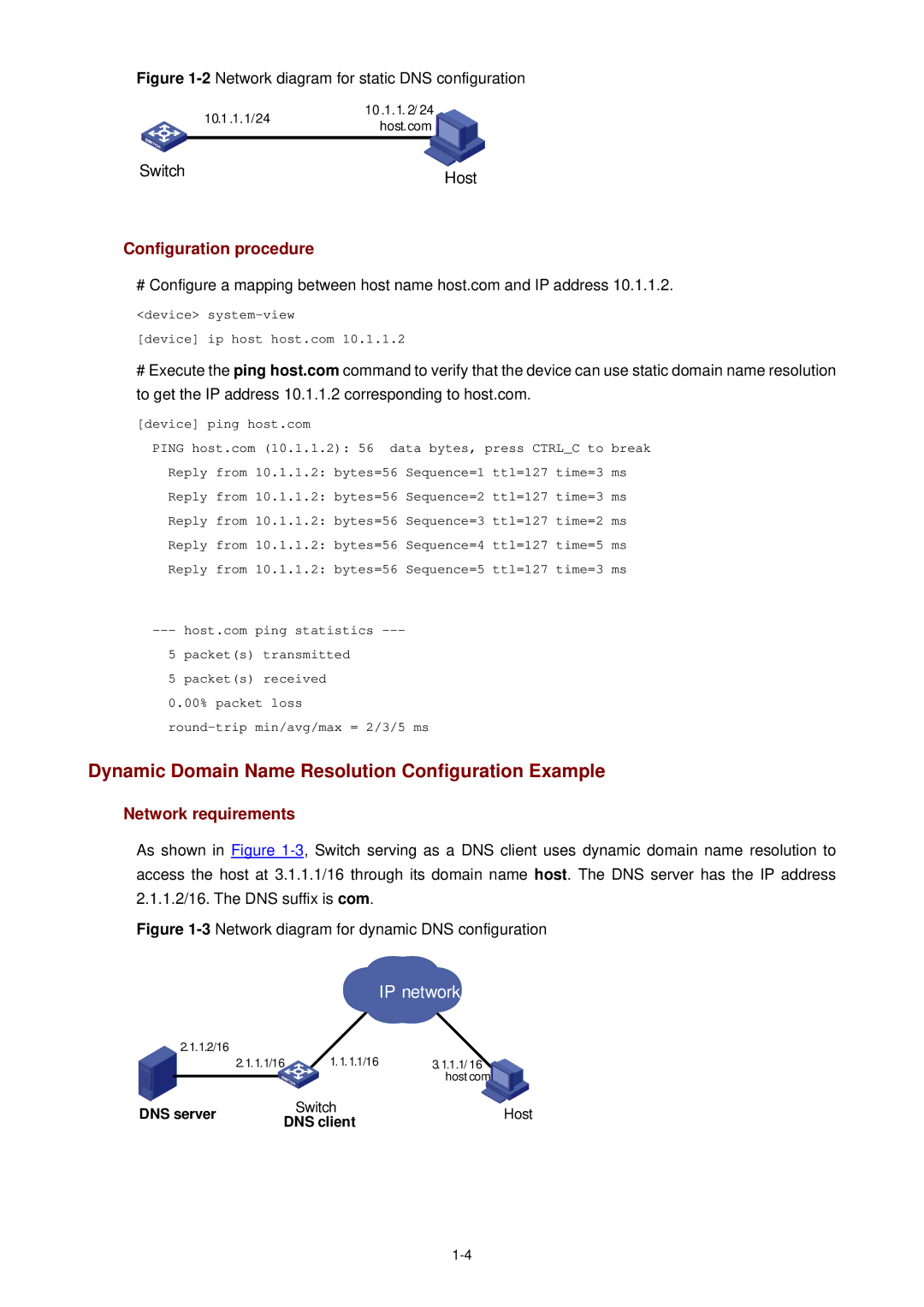 3Com WX3000 Dynamic Domain Name Resolution Configuration Example, 2Network diagram for static DNS configuration 