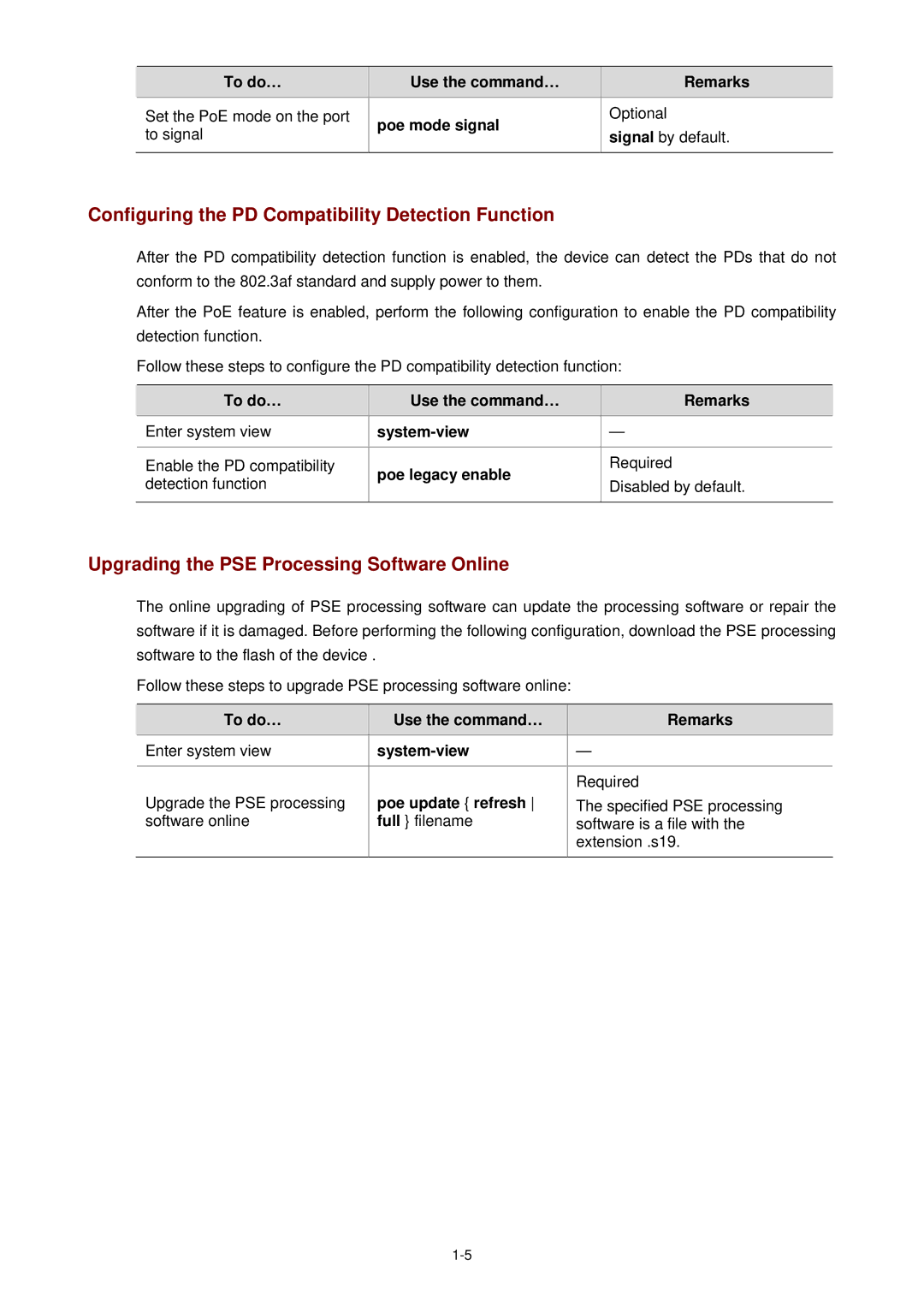 3Com WX3000 Configuring the PD Compatibility Detection Function, Upgrading the PSE Processing Software Online 