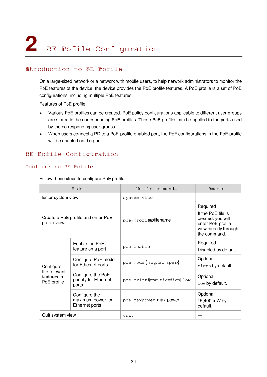 3Com WX3000 operation manual PoE Profile Configuration, Introduction to PoE Profile, Configuring PoE Profile 