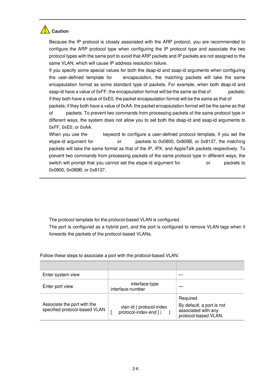 3Com WX3000 operation manual Associating a Port with a Protocol-Based Vlan, Interface interface-type Interface-number 