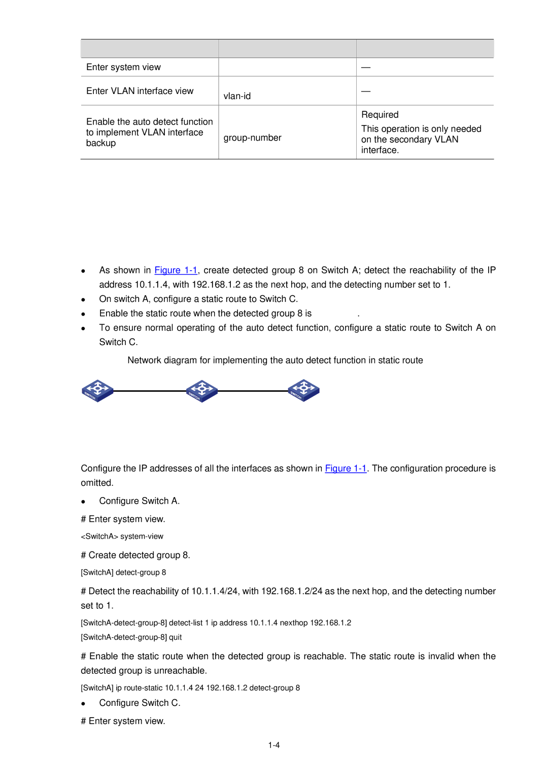 3Com WX3000 operation manual Auto Detect Configuration Examples, Vlan -id, Standby detect-group 