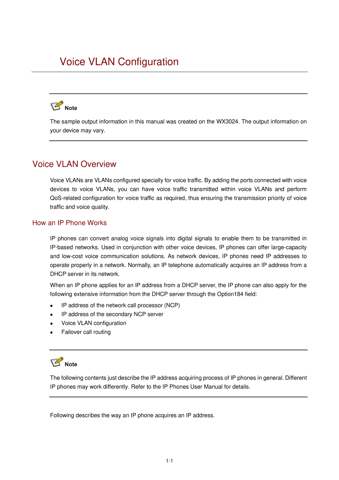 3Com WX3000 operation manual Voice Vlan Configuration, Voice Vlan Overview, How an IP Phone Works 