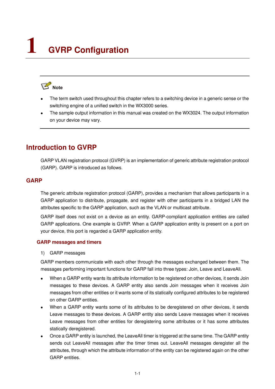 3Com WX3000 operation manual Gvrp Configuration, Introduction to Gvrp, Garp messages and timers 