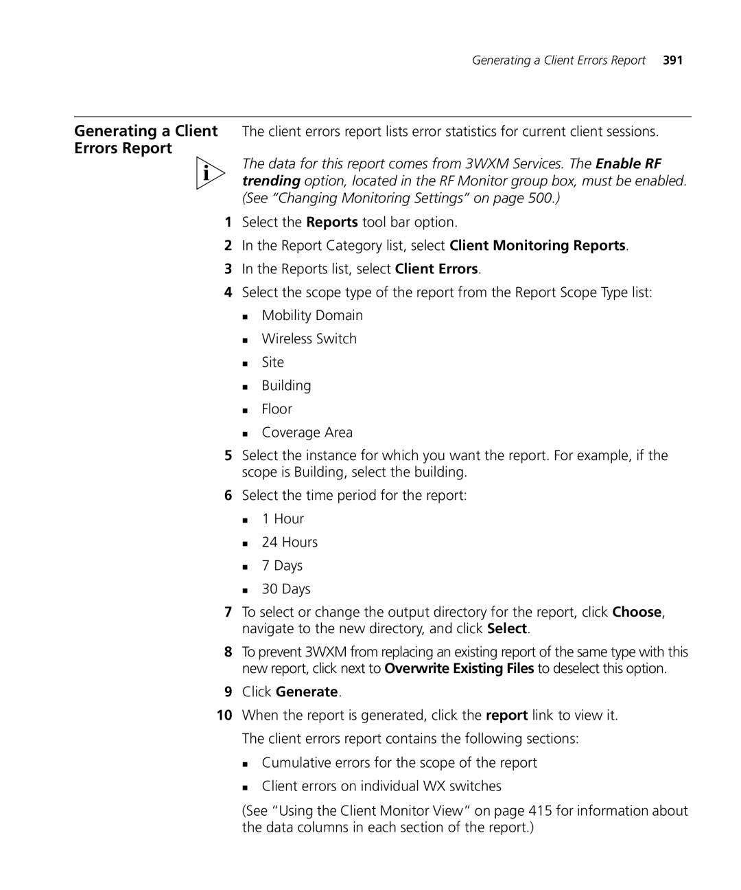 3Com 3CRWX120695A WXR100, 3CRWXR10095A, WX4400 3CRWX440095A WX1200 manual Errors Report 