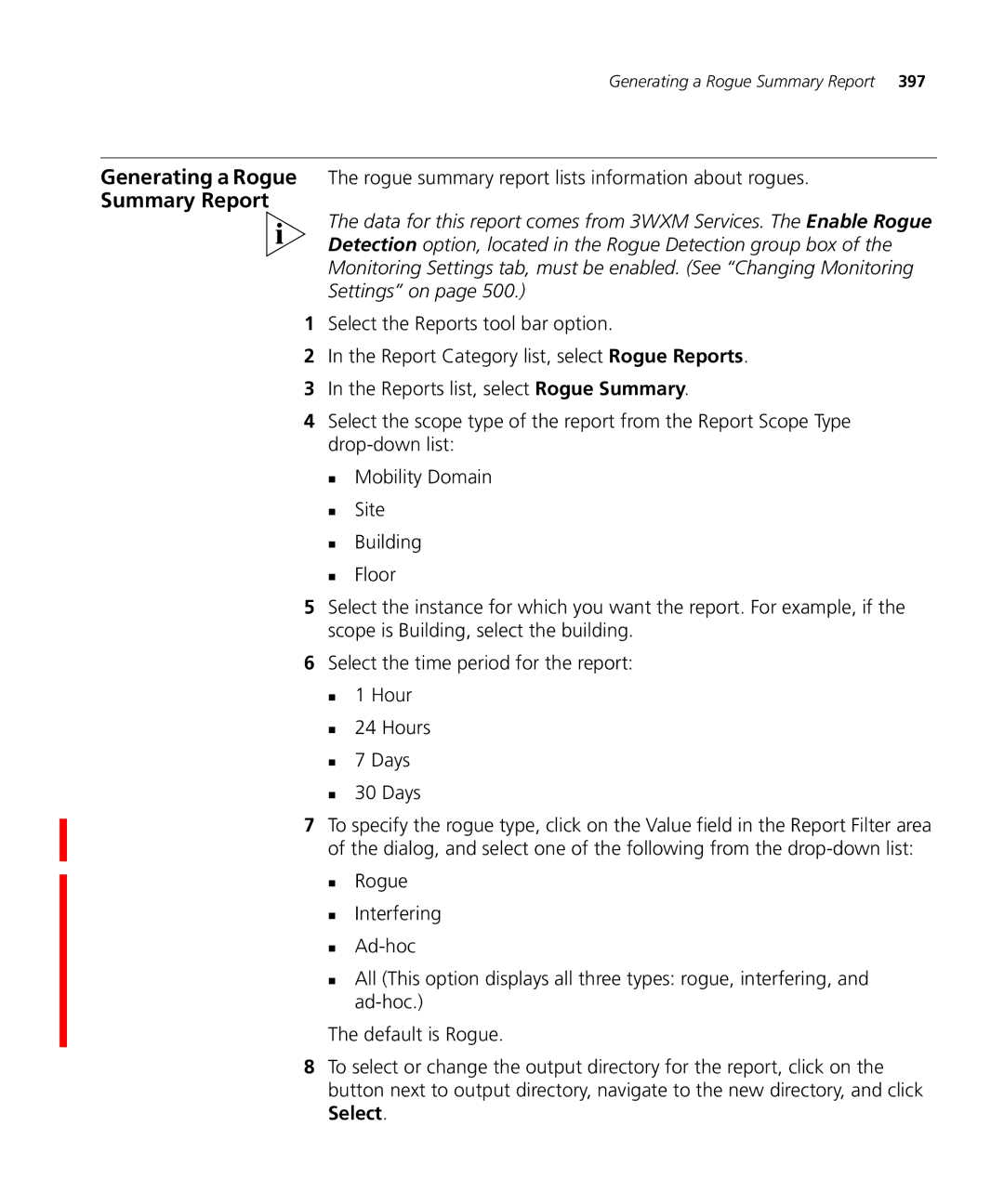 3Com 3CRWX120695A WXR100, 3CRWXR10095A, WX4400 3CRWX440095A WX1200 manual Generating a Rogue Summary Report 