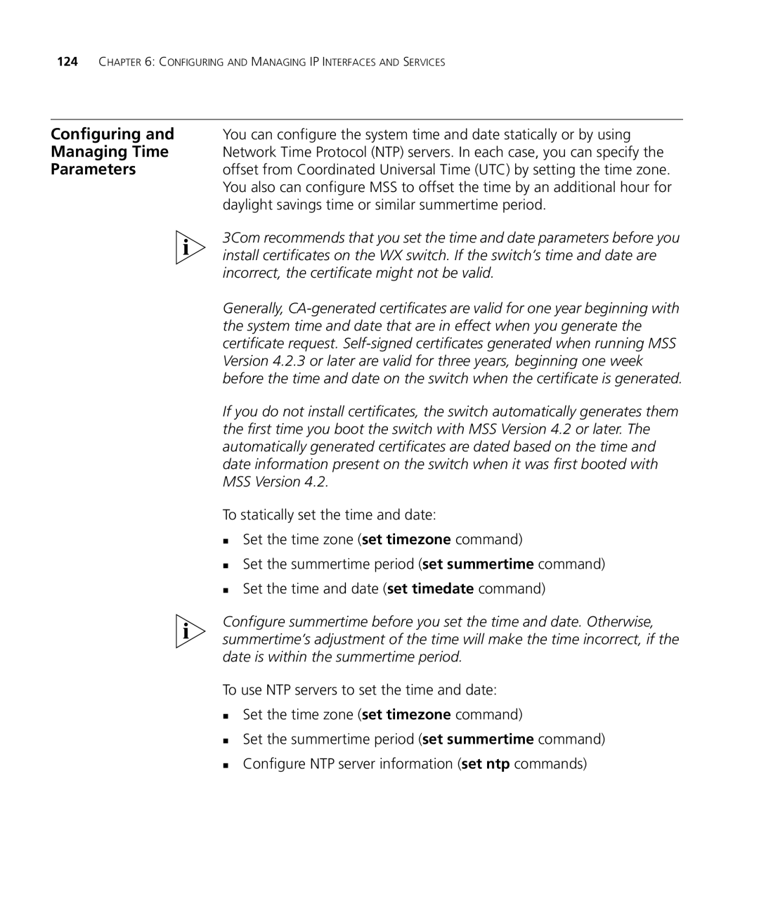 3Com WXR100 3CRWXR10095A manual Managing Time, Parameters, Daylight savings time or similar summertime period 