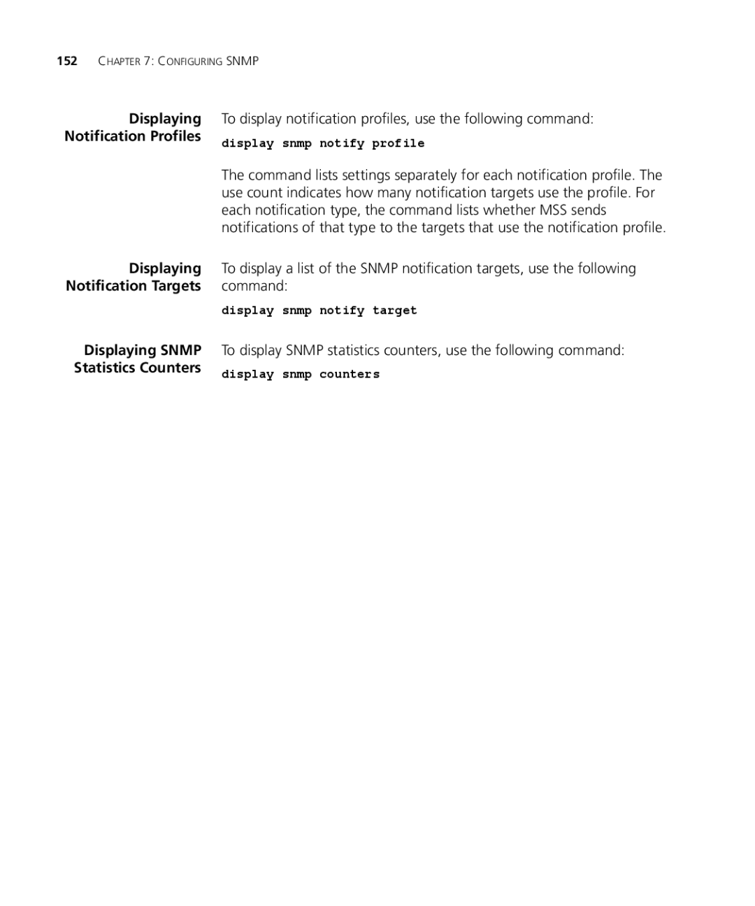 3Com WXR100 3CRWXR10095A manual To display notification profiles, use the following command, Display snmp notify profile 