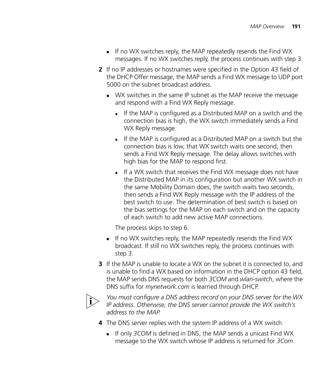 3Com WX2200 3CRWX220095A, WXR100 3CRWXR10095A manual DNS server replies with the system IP address of a WX switch 