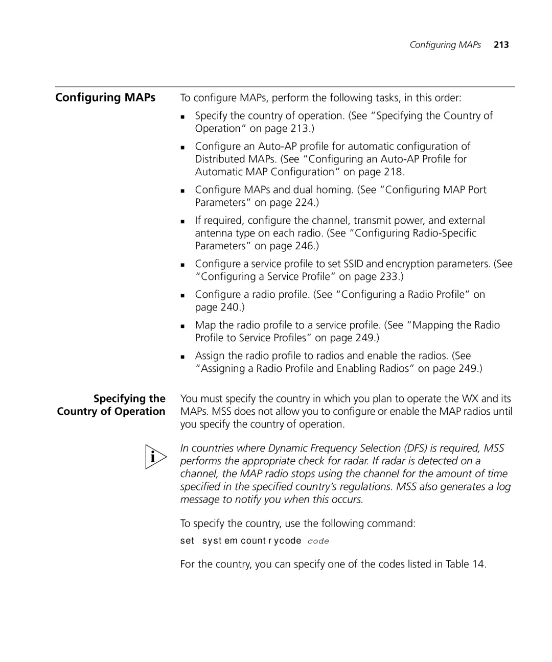 3Com WX4400 3CRWX440095A manual You specify the country of operation, To specify the country, use the following command 