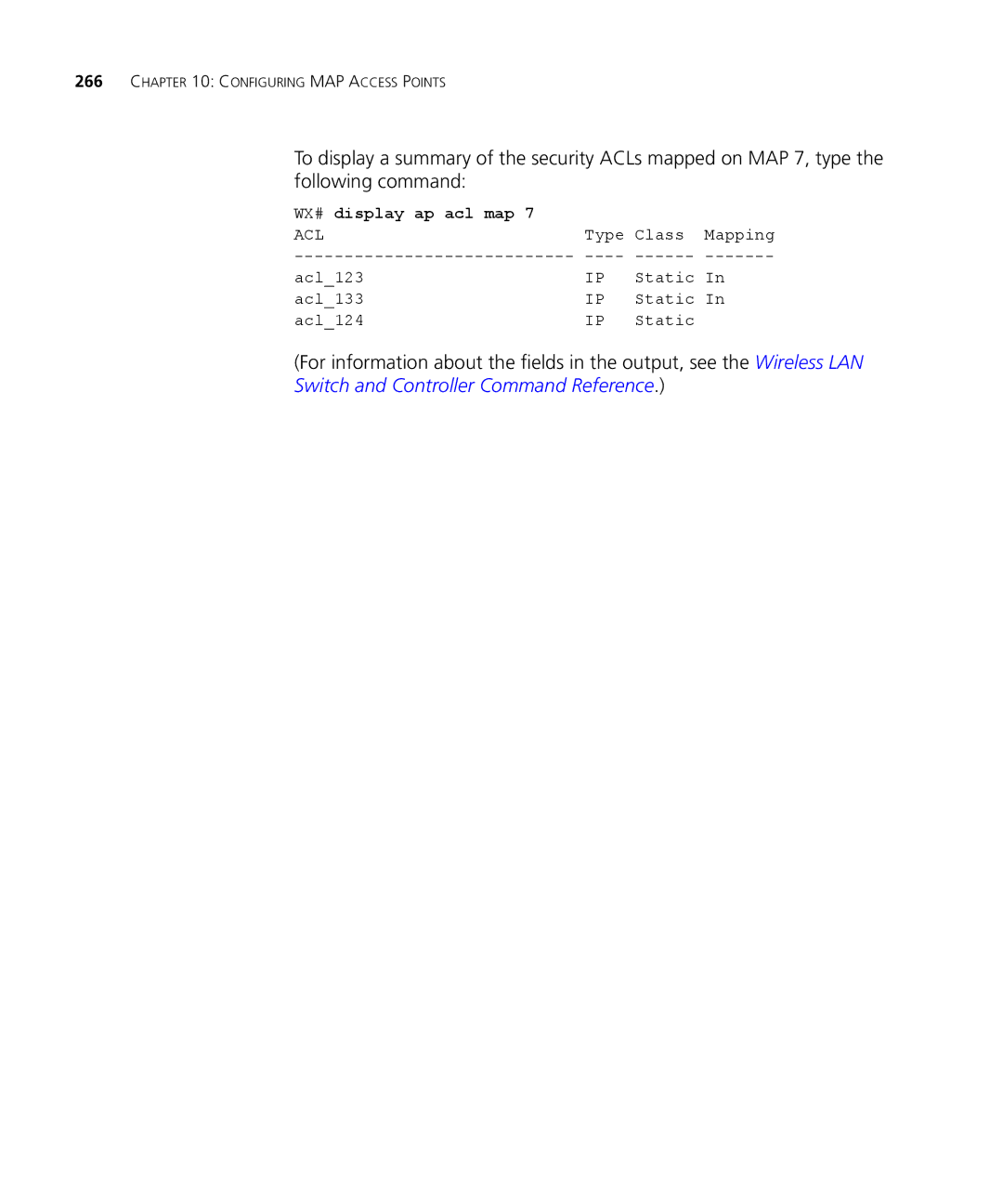 3Com WX1200 3CRWX120695A, WXR100 3CRWXR10095A, WX4400 3CRWX440095A, WX2200 3CRWX220095A manual WX# display ap acl map 