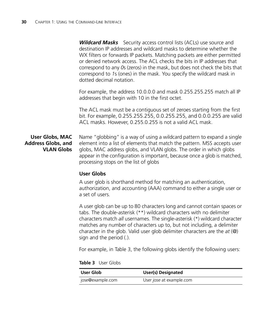 3Com WX1200 3CRWX120695A, WXR100 3CRWXR10095A, WX4400 3CRWX440095A manual User Globs, User Glob Users Designated 