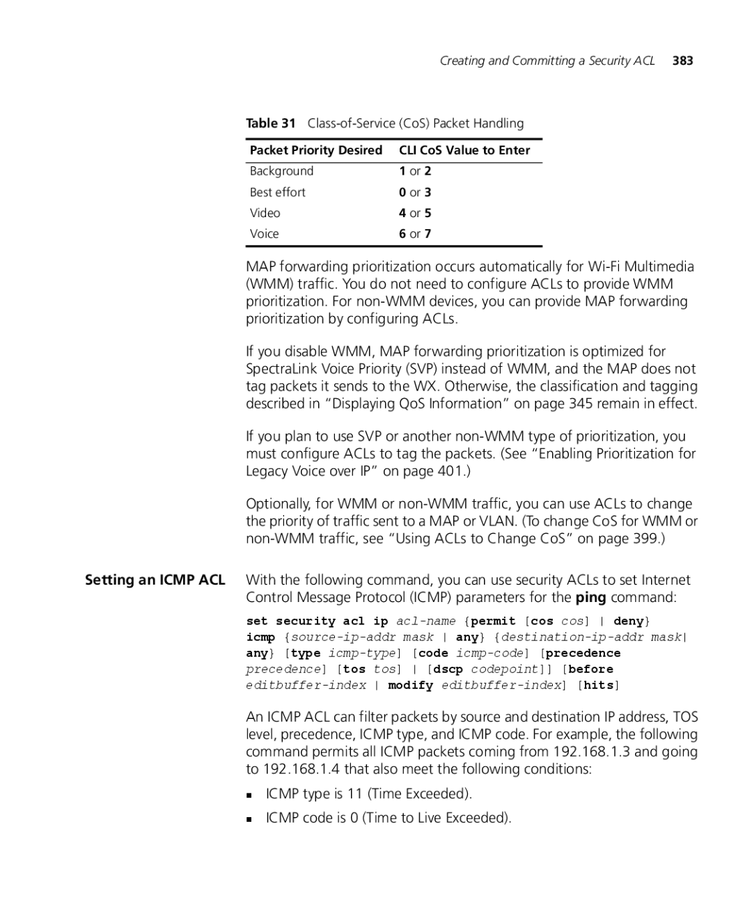 3Com WX2200 3CRWX220095A, WXR100 3CRWXR10095A, WX4400 3CRWX440095A, WX1200 3CRWX120695A Class-of-Service CoS Packet Handling 