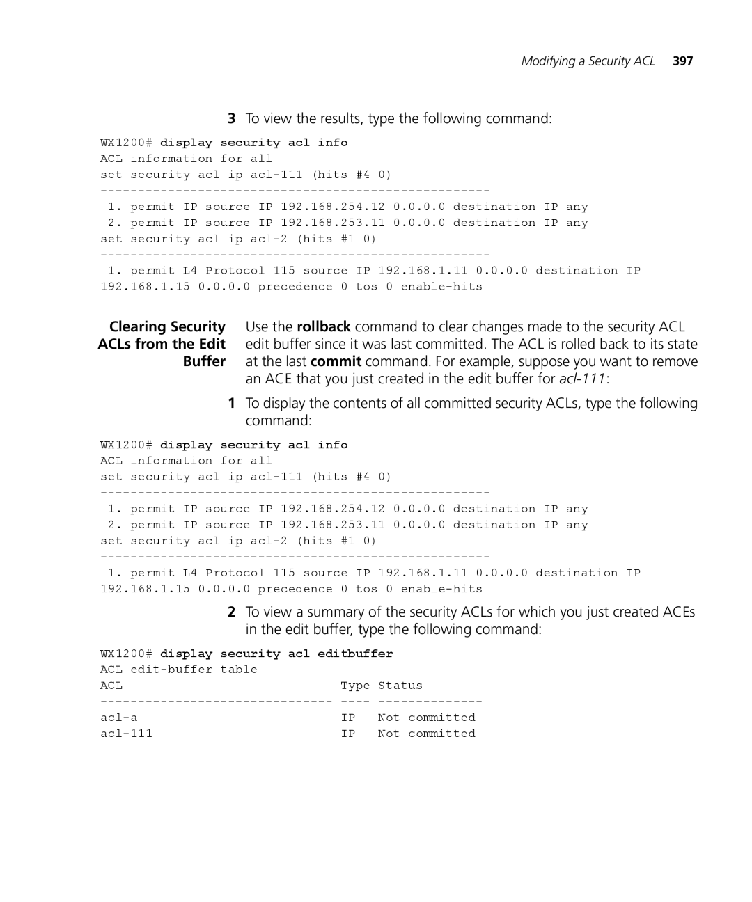 3Com WX4400 3CRWX440095A, WXR100 3CRWXR10095A, WX1200 3CRWX120695A, WX2200 3CRWX220095A manual ACL edit-buffer table 