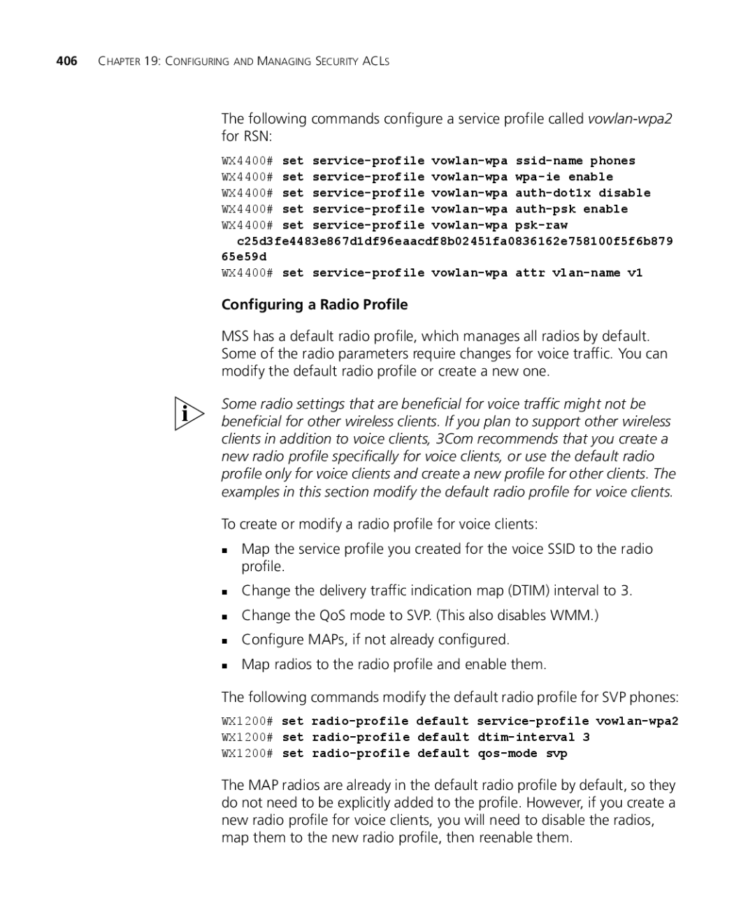 3Com WX1200 3CRWX120695A, WXR100 3CRWXR10095A, WX4400 3CRWX440095A, WX2200 3CRWX220095A manual Configuring a Radio Profile 