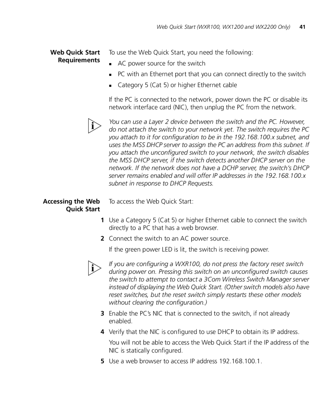 3Com WX4400 3CRWX440095A, WXR100 3CRWXR10095A, WX1200 3CRWX120695A manual Accessing the Web To access the Web Quick Start 