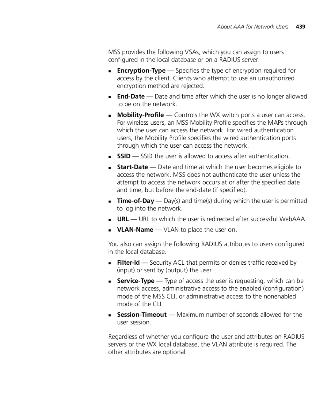 3Com WX2200 3CRWX220095A, WXR100 3CRWXR10095A, WX4400 3CRWX440095A, WX1200 3CRWX120695A manual About AAA for Network Users 