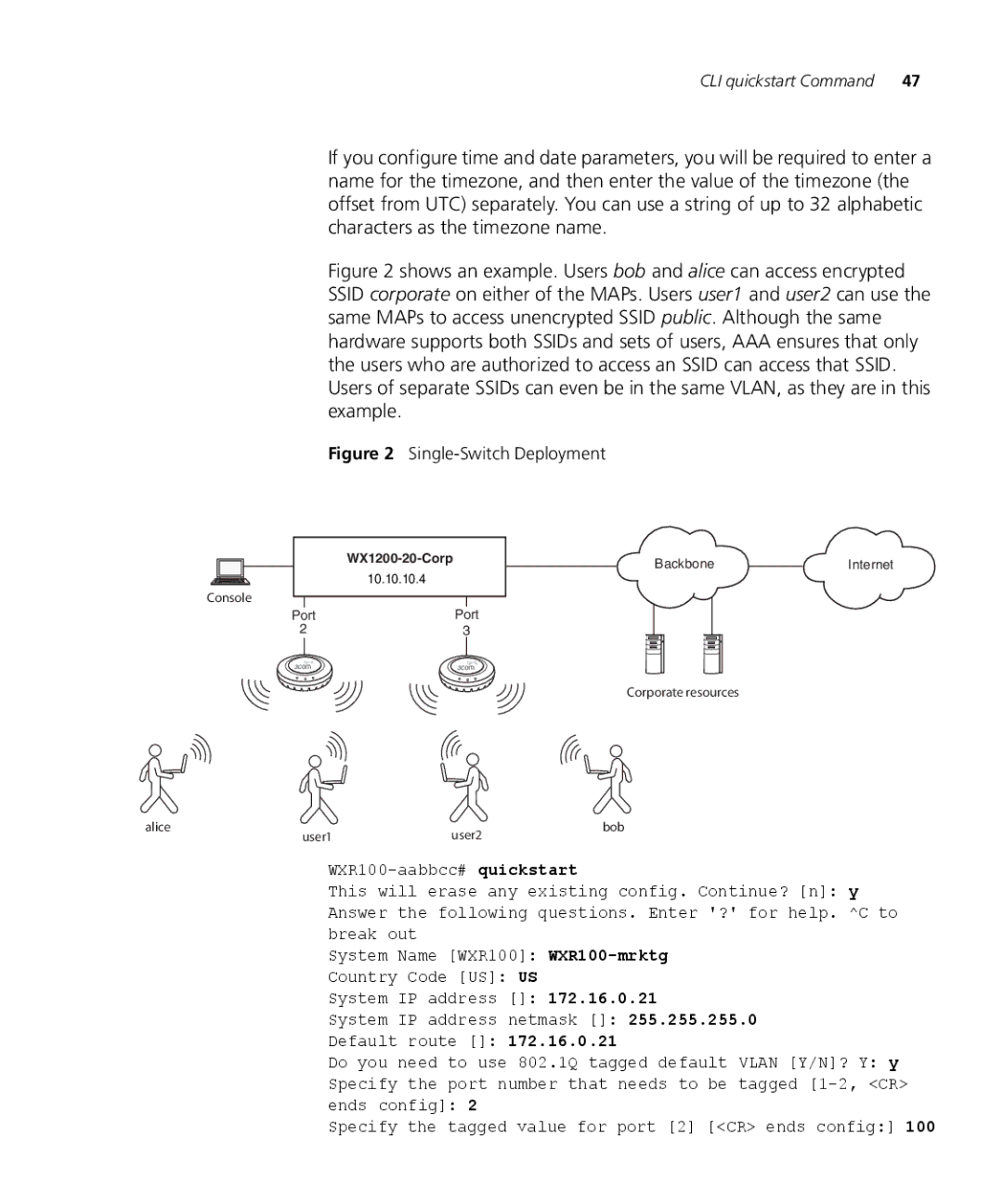 3Com WX2200 3CRWX220095A, WXR100 3CRWXR10095A, WX4400 3CRWX440095A, WX1200 3CRWX120695A manual Single-Switch Deployment 