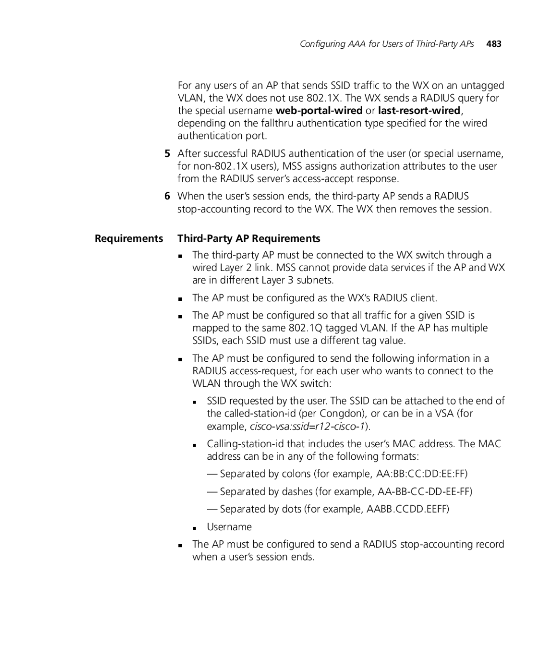 3Com WX2200 3CRWX220095A, WXR100 3CRWXR10095A, WX4400 3CRWX440095A manual Requirements Third-Party AP Requirements 