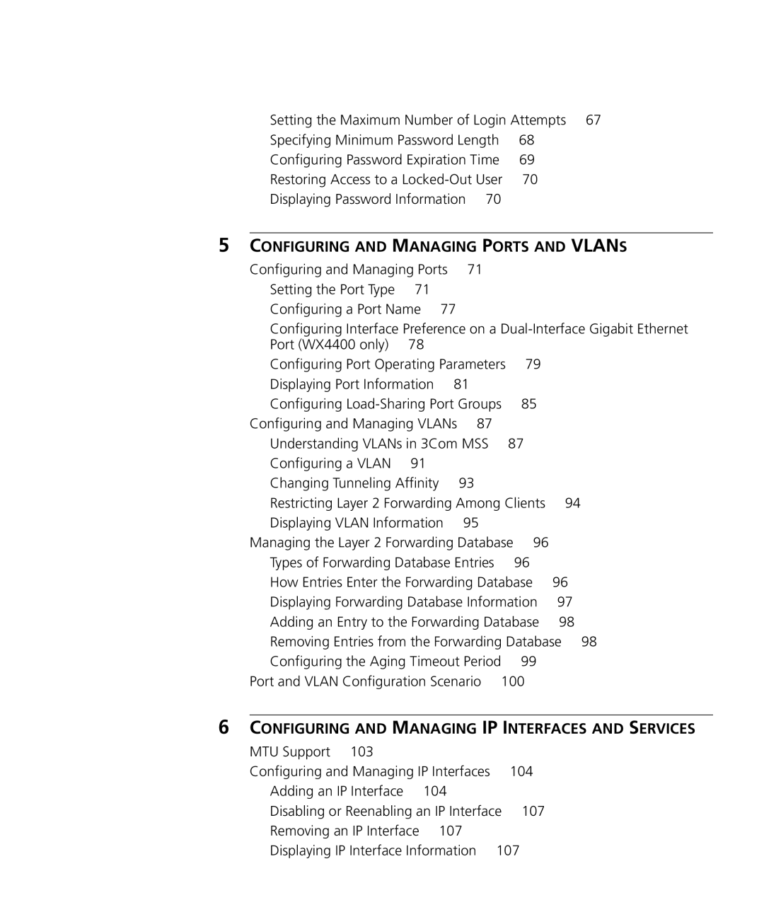 3Com WX4400 3CRWX440095A Configuring and Managing Ports and Vlans, Configuring and Managing IP Interfaces and Services 