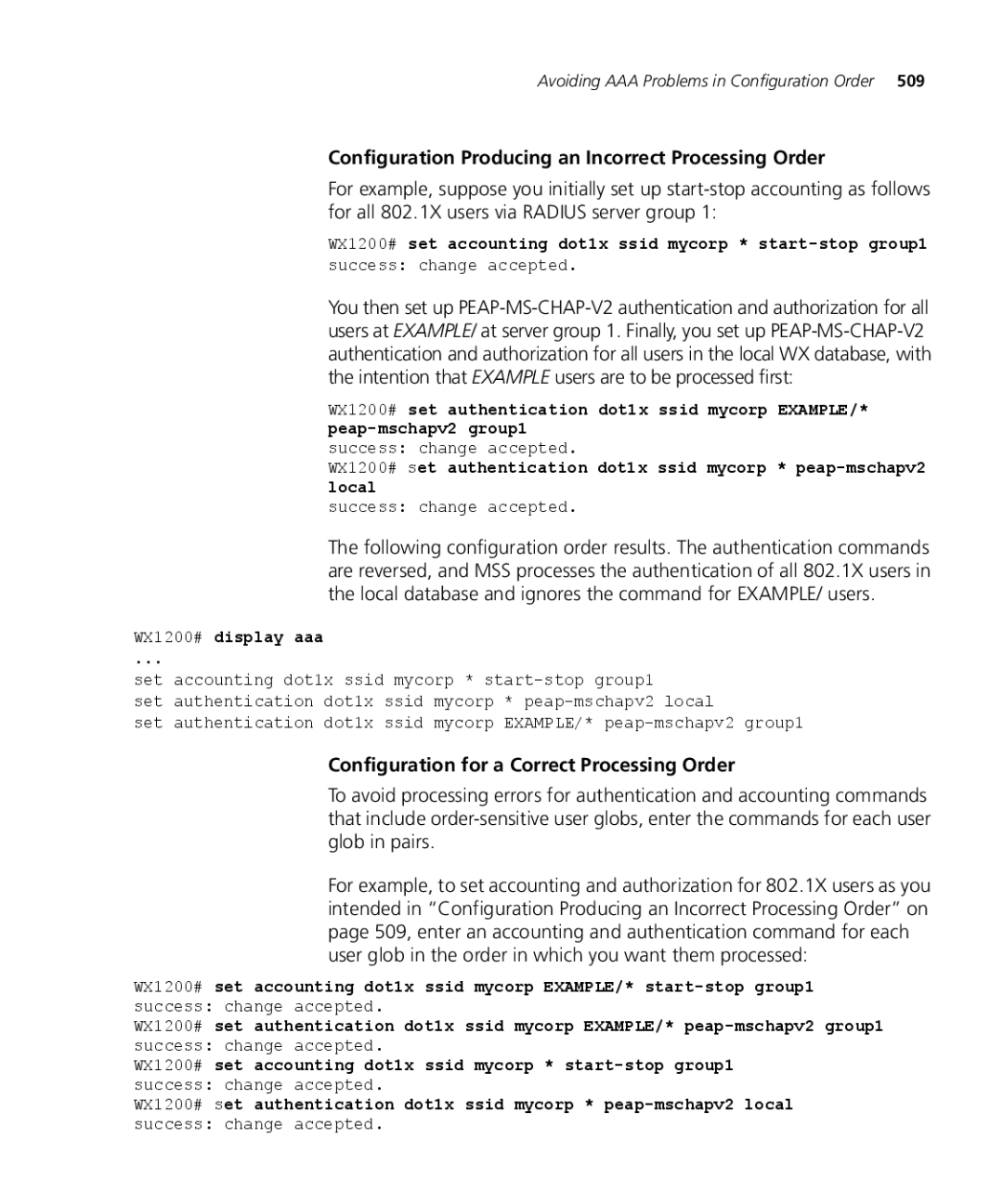 3Com WX4400 3CRWX440095A, WXR100 3CRWXR10095A, WX1200 3CRWX120695A Configuration Producing an Incorrect Processing Order 