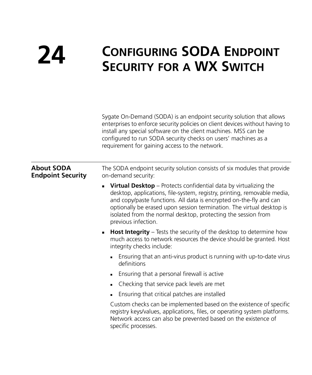 3Com WX2200 3CRWX220095A, WXR100 3CRWXR10095A, WX4400 3CRWX440095A, WX1200 3CRWX120695A manual About Soda, Endpoint Security 