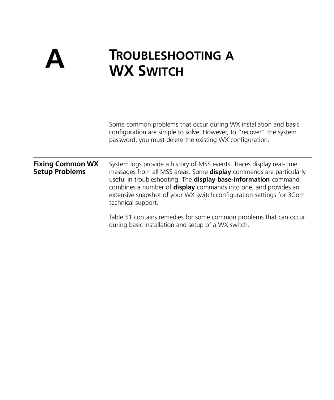 3Com WX2200 3CRWX220095A, WXR100 3CRWXR10095A, WX4400 3CRWX440095A, WX1200 3CRWX120695A manual Troubleshooting a 