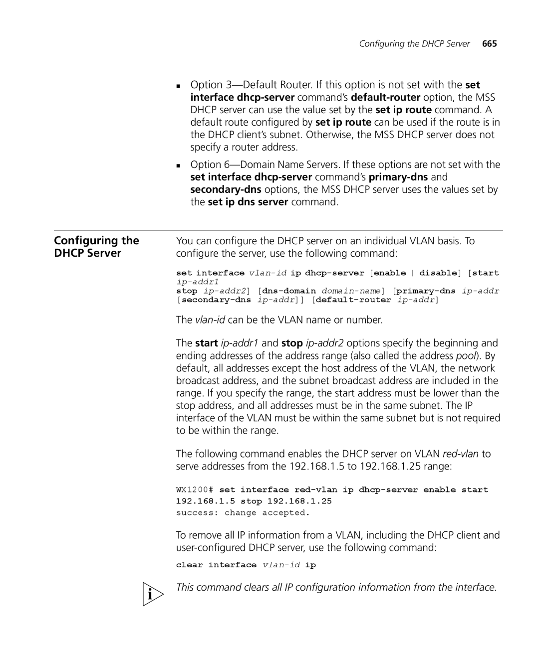 3Com WX4400 3CRWX440095A manual Dhcp Server, Set interface dhcp-server command’s primary-dns, Set ip dns server command 