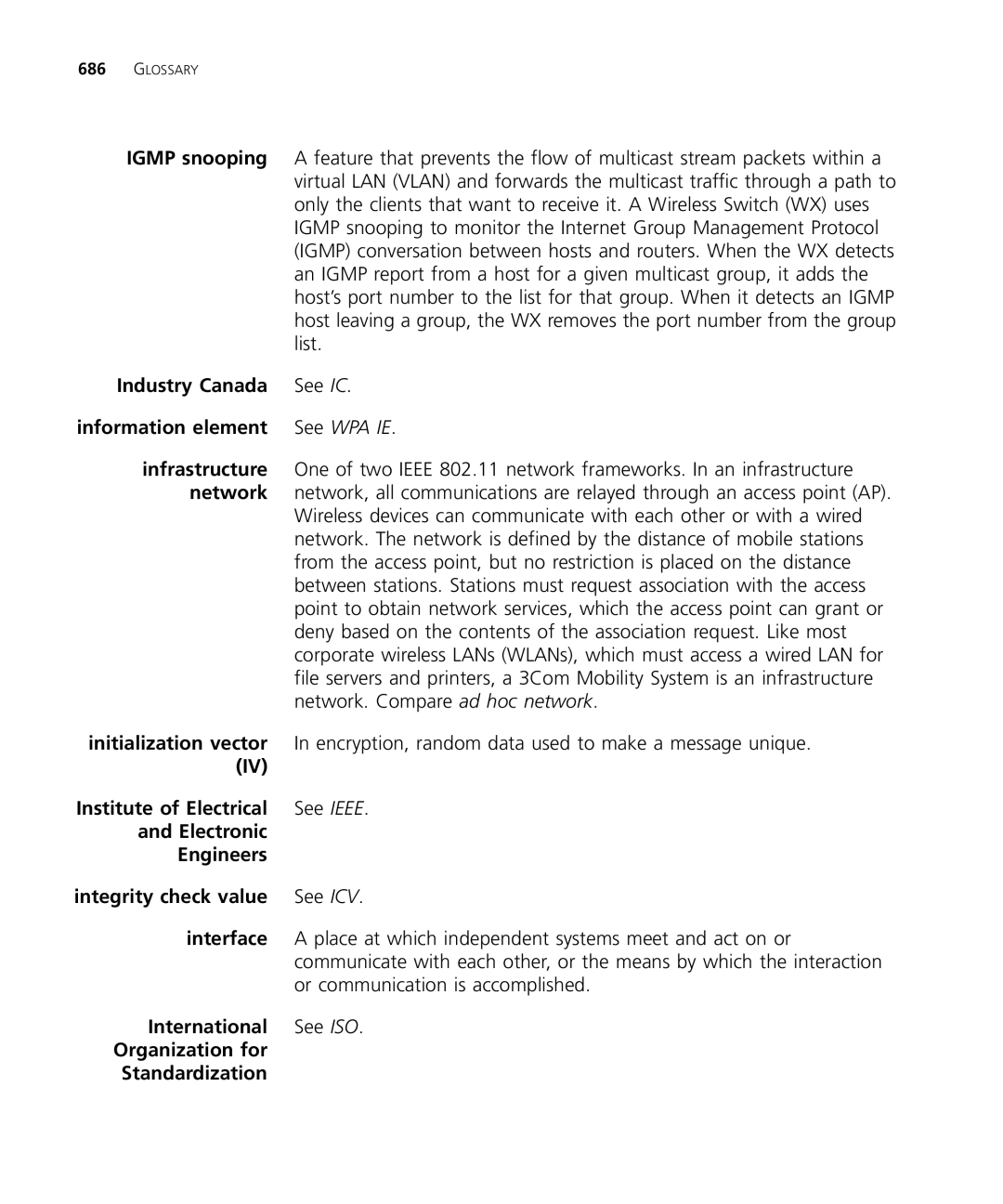 3Com WX1200 3CRWX120695A manual Igmp snooping, Industry Canada, Information element, Infrastructure, Network, International 