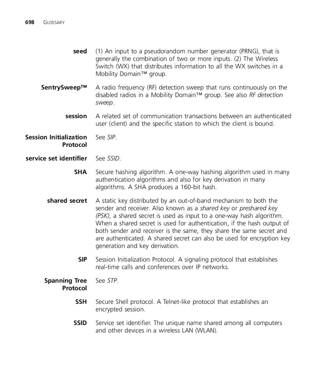 3Com WX1200 3CRWX120695A, WXR100 3CRWXR10095A, WX4400 3CRWX440095A, WX2200 3CRWX220095A manual Sha, Sip, Ssh, Ssid 