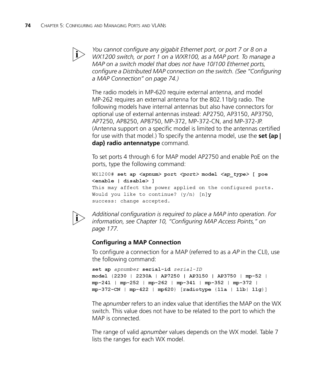 3Com WX1200 3CRWX120695A, WXR100 3CRWXR10095A, WX4400 3CRWX440095A, WX2200 3CRWX220095A manual Configuring a MAP Connection 